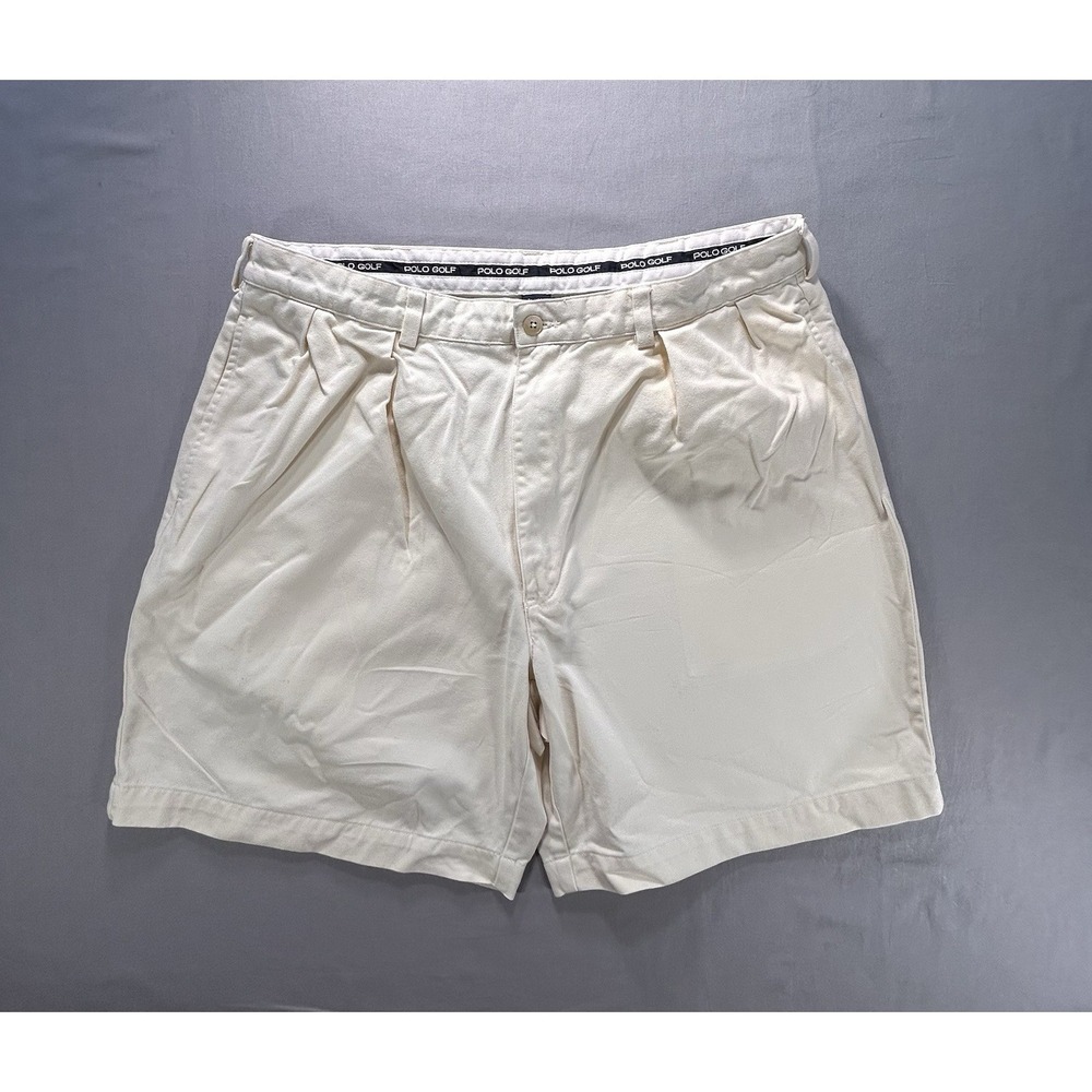 Polo Golf Pleated Shorts Cream Colored Men's 38 Has Flaw‎